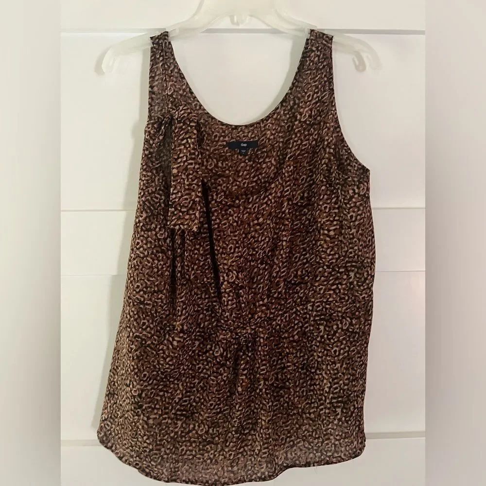 Vintage GAP Leopard Print tie sleeve strap Sleeveless Top flattering fit size M